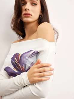 Clearance Asymmetrical Floral Printed Top T-shirts|Tops