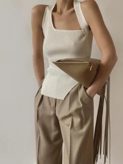 Outlet Asymmetrical Halter Rib Vest Sweater Vests|Sweaters & Cardigans