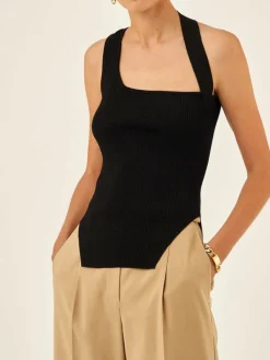 Outlet Asymmetrical Halter Rib Vest Sweater Vests|Sweaters & Cardigans