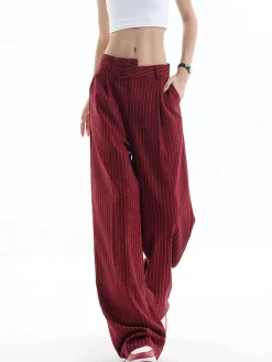 Discount Asymmetrical High-Waist Pinstripe Pants Pants|Bottoms