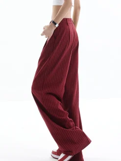 Discount Asymmetrical High-Waist Pinstripe Pants Pants|Bottoms