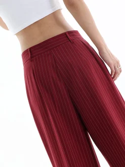 Discount Asymmetrical High-Waist Pinstripe Pants Pants|Bottoms