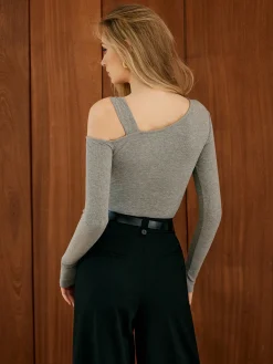 Outlet Asymmetrical Knotted Cutout Skinny Top T-shirts|Tops