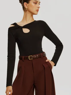 Outlet Asymmetrical Knotted Jersey Top T-shirts|Tops