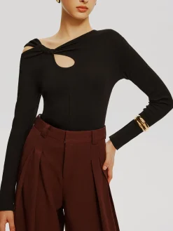 Outlet Asymmetrical Knotted Jersey Top T-shirts|Tops