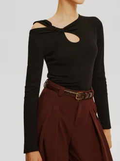 Outlet Asymmetrical Knotted Jersey Top T-shirts|Tops