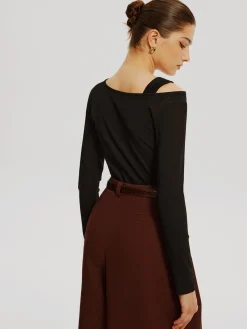 Outlet Asymmetrical Knotted Jersey Top T-shirts|Tops