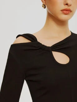 Outlet Asymmetrical Knotted Jersey Top T-shirts|Tops