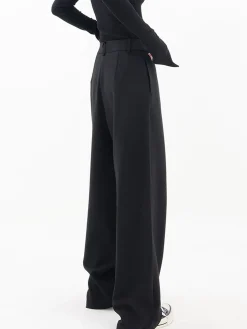 Hot Asymmetrical Layer Button Wide Leg Dress Pants Wide Leg|Pants