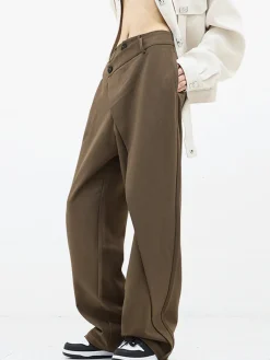 Hot Asymmetrical Layer Button Wide Leg Dress Pants Wide Leg|Pants