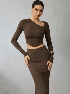 Online Asymmetrical Long Sleeve Skirt Set Skirt Sets|Long Sleeve Sets