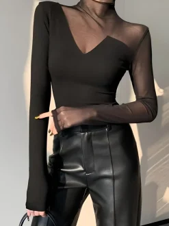 New Asymmetrical Mesh Panel T-Shirt T-shirts|Tops
