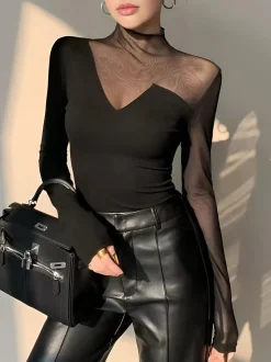 New Asymmetrical Mesh Panel T-Shirt T-shirts|Tops