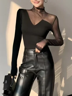 New Asymmetrical Mesh Panel T-Shirt T-shirts|Tops