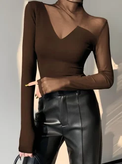 New Asymmetrical Mesh Panel T-Shirt T-shirts|Tops