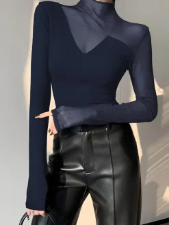New Asymmetrical Mesh Panel T-Shirt T-shirts|Tops