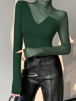 New Asymmetrical Mesh Panel T-Shirt T-shirts|Tops
