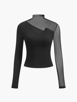 New Asymmetrical Mesh Panel T-Shirt T-shirts|Tops