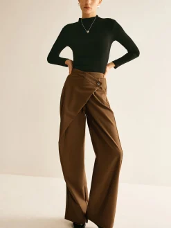 Outlet Asymmetrical Mid-Waist Straight Pants Pants|Bottoms