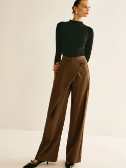 Outlet Asymmetrical Mid-Waist Straight Pants Pants|Bottoms