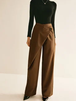 Outlet Asymmetrical Mid-Waist Straight Pants Pants|Bottoms