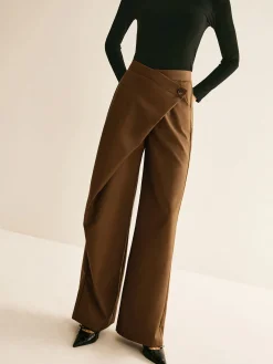 Outlet Asymmetrical Mid-Waist Straight Pants Pants|Bottoms