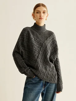 Online Asymmetrical Mock-Neck Sweater Sweater Tops|Sweaters & Cardigans
