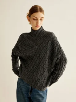 Online Asymmetrical Mock-Neck Sweater Sweater Tops|Sweaters & Cardigans