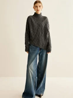 Online Asymmetrical Mock-Neck Sweater Sweater Tops|Sweaters & Cardigans