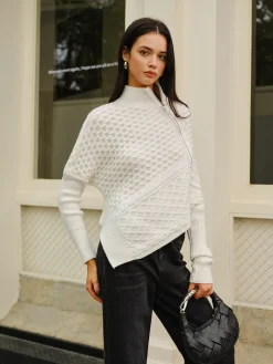 Outlet Asymmetrical Mock-Neck Zipper Sweater Sweater Tops|Sweaters & Cardigans