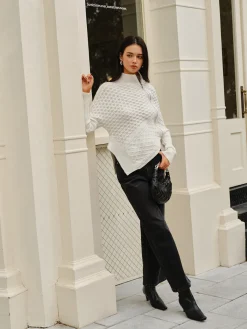 Outlet Asymmetrical Mock-Neck Zipper Sweater Sweater Tops|Sweaters & Cardigans