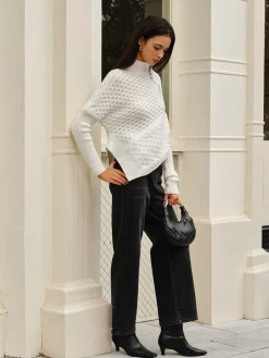 Outlet Asymmetrical Mock-Neck Zipper Sweater Sweater Tops|Sweaters & Cardigans