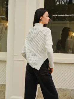 Outlet Asymmetrical Mock-Neck Zipper Sweater Sweater Tops|Sweaters & Cardigans