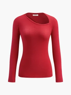 Discount Asymmetrical Neck Jersey Sweater Sweater Tops|Sweaters & Cardigans