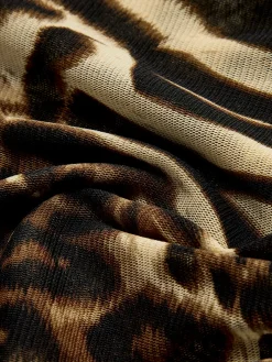 Asymmetrical Neck Leopard Printed Blouse Blouses & Shirts