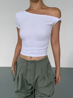 Outlet Asymmetrical Neck One Shoulder Off Top T-shirts|Tops