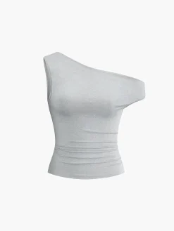 Discount Asymmetrical Neck One Shoulder Off Top With Pants Set Pants Sets|Matching Sets