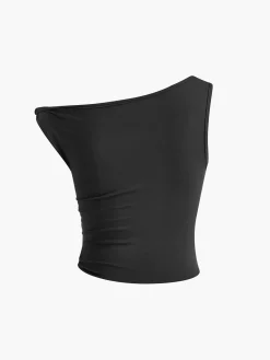 Best Asymmetrical Neck Ruched Top & Split Maxi Skirt Set Skirt Sets|Long Sleeve Sets