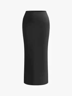 Best Asymmetrical Neck Ruched Top & Split Maxi Skirt Set Skirt Sets|Long Sleeve Sets