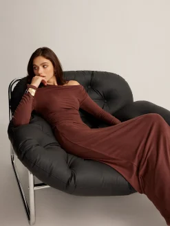 Outlet Asymmetrical Neck Slim Jersey Skirt Set Skirt Sets|Long Sleeve Sets