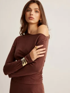 Outlet Asymmetrical Neck Slim Jersey Skirt Set Skirt Sets|Long Sleeve Sets