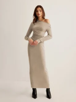 Outlet Asymmetrical Neck Slim Jersey Skirt Set Skirt Sets|Long Sleeve Sets
