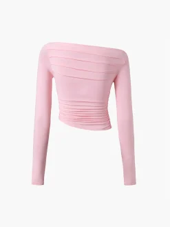 Asymmetrical Off Shoulder Long Sleeve Shirt Sweater Tops|T-shirts