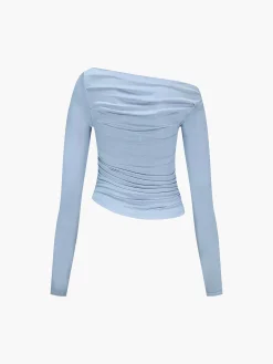 Asymmetrical Off Shoulder Long Sleeve Shirt Sweater Tops|T-shirts