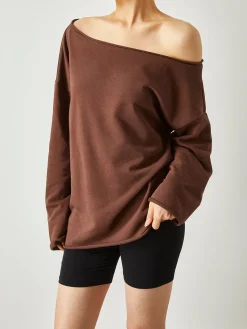 Sale Asymmetrical Off Shoulder Solid Sweatshirt Sweatshirts & Hoodies|Matching Sets