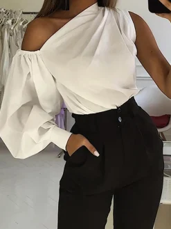 Online Asymmetrical Off Shoulder Blouse Blouses & Shirts|Tops