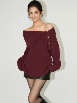 Hot Asymmetrical Off-Shoulder Sweater Sweater Tops|Sweaters & Cardigans