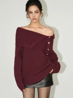 Hot Asymmetrical Off-Shoulder Sweater Sweater Tops|Sweaters & Cardigans