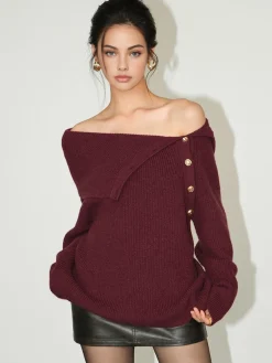 Hot Asymmetrical Off-Shoulder Sweater Sweater Tops|Sweaters & Cardigans