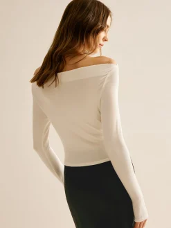 Discount Asymmetrical Off-Shoulder Long Sleeve T-Shirt T-shirts|Tops